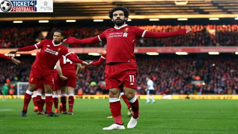 Liverpool’s Mohamed Salah celebrates after scoring