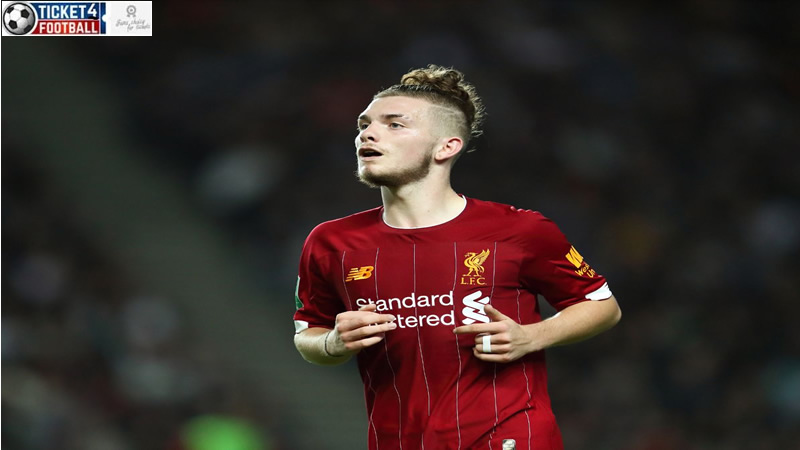 Harvey Elliott celebrates at full time during the Carabao Cup Round of 16 match between Liverpool and Arsenal at Anfield on October 30, 2019 in Liverpool, England